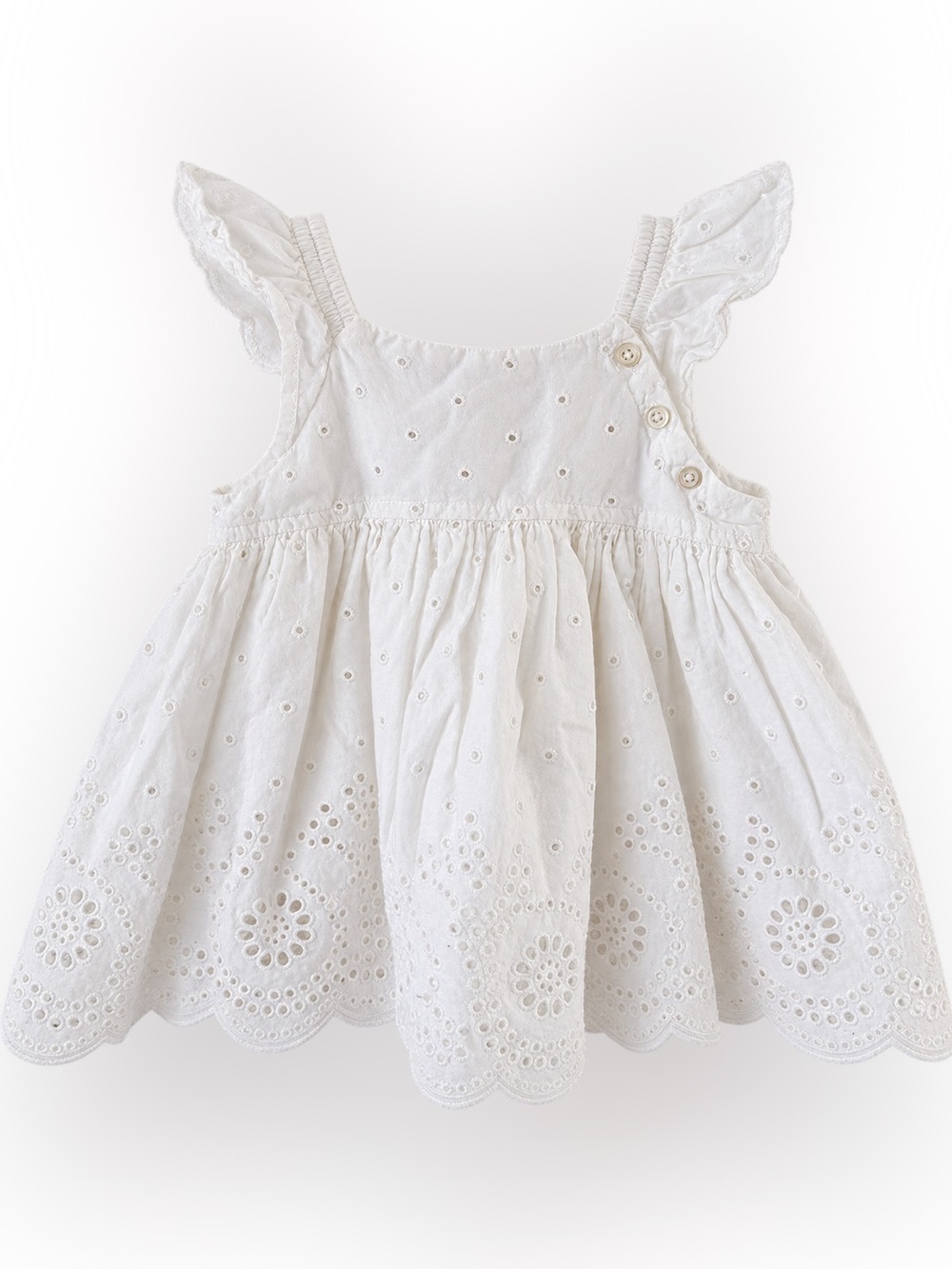 Baby Gap 12-18M White Eyelet Flutter Sleeve Summer Dress